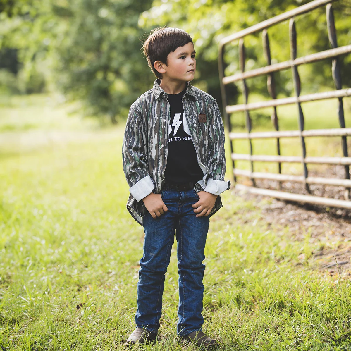 Kid's Camo Long Sleeve Twill Button-Up Shirt - Image 3