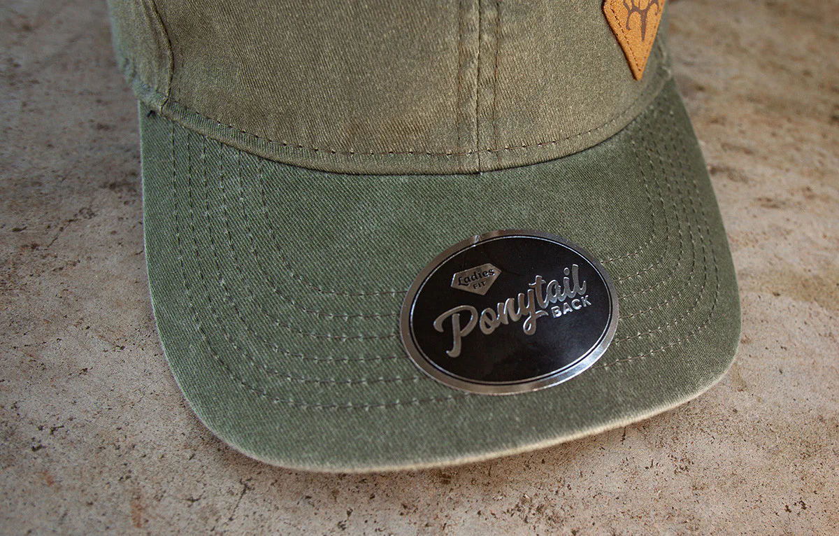 Women's Leather Patch Pony Tail Holder Hat - Image 3